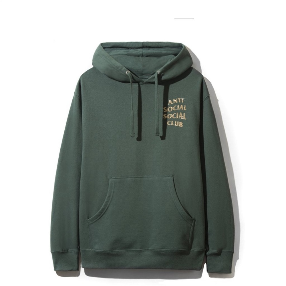 Anti social social club green hoodie gold glitter
